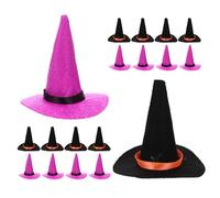 SEWACC 20 Sombreros Miniatura de Bruja de Fieltro 8 CM Negros y Morados para Manualidades Decoración de Halloween Proyectos DIY Casas de Muñecas y Fiestas Temáticas Pack de 20