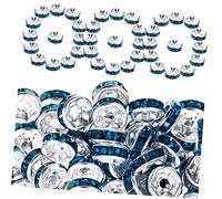 SEWACC 200 Piezas aro espaciador de rueda joya gemas de plata encantos collar de oro grueso turquesa brazalete abalorios perlas de joyería cuenta espaciadora hecha a mano aleación Blue