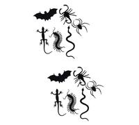 SEWACC 24 Piezas Juguetes de Halloween de Plástico Negro Arañas y Murciélagos Realistas para Bromas Día Inocentes y Decoración Aterradora Varios Estilos