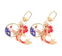 SEWACC 2piezas Llavero Japonés con Colgante de Flor de Cerezo y Pez Koi Diseño Mount Fuji Accesorio Ligero para Mochila Bolso y Coche Amuleto de Buena Suerte y Recuerdo de Tokio