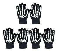 SEWACC 3 Pares Guantes de Esqueleto para Mujer Diseño Novedoso y Cálido, de Fibras Acrílicas Que Brillan Oscuridad, Ideales para Deportes al Aire Libre y Halloween