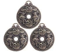 SEWACC 3 Piezas Colgante de Llavero Retro de Latón Chino, Moneda Calada