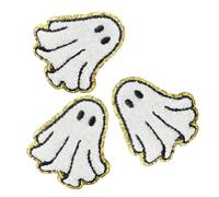 SEWACC 3 Piezas Unidades Parches Termoadhesivos Bordados de Fantasmas Blancos para Personalizar Ropa Jeans Sombreros y Zapatos Adhesión Rápida y Fácil para Manualidades Halloween