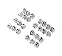 SEWACC 300 piezas Cuentas Cuadradas de Acrílico con Letras Negras sobre Fondo Plateado Accesorios para DIY para Pulseras y Collares Personalizados