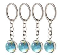 SEWACC 4 llaveros de Planeta Tierra: colgante de globo terráqueo, llavero de globo de cristal de aleación de zinc para mochileros, adorno decorativo para bolso, recuerdos de fiesta espacial.