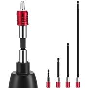 SEWACC 4 Piezas Kit de Extensión de Brocas Ligero y Portátil Adaptadores de Vástago de Aleación Negra, Fuerte y Resistente para Reparaciones Hogar y Procesamiento Mecánico