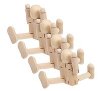 SEWACC 4 Piezas Robots de Madera sin Pintar con Articulaciones Móviles Muñecos de Clavija para Pintar Kit DIY para Figuras Decorativas para Proyectos Artísticos y Manualidades Infantiles