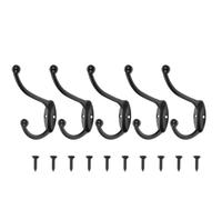 SEWACC 5 Ganchos Colgantes de Hierro Negro para Pared Perchas Resistentes sin Tornillos Ganchos Multiusos para Cocina Baño y Ropa Soporte Duradero Marcas