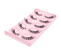SEWACC 5 Pares de Pestañas Postizas Efecto Ojo de Gato Tiras Ligeras sin Residuos Color Natural para Maquillaje Diario y Escenario Extensiones Cómodas y Resistentes para Uso