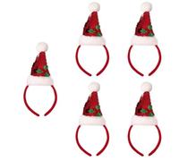 SEWACC 5 Piezas Diadema de Gorro de Papá Noel Rojo para Mujer y Niña, Accesorio de Tela Chic para Cabello, Adecuado para Fiesta y Ambiente Navideño