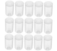 SEWACC 50 Piezas Caja de película Recta frascos de Almacenamiento vacíos Mini tarros de plástico contenedor de Viaje Redondo frascos Recargables Educación física Transparente