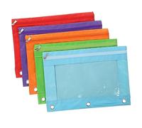 SEWACC 5piezas Bolsas De Almacenaje Ventana Transparente Estuches De Lápices y Documentos Organizador De Oficina y Escolar Vibrantes Fluorescente