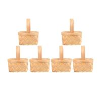 SEWACC 6 Cestas Tejidas a Mano de Madera Beige, Resistentes y Fáciles de Llevar, Ideales para Almacenamiento y Decoración en Bodas y Uso Diario