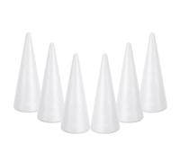 SEWACC 6 Conos de Espuma Blanca para Manualidades Conos de Poliestireno para Decoración Navideña Tamaño 25 CM X 9 CM Base Ligera y Resistente para Bricolaje Adornos DIY Bodas y