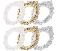 SEWACC 6piezas Adornos de Marco Redondo Retro Mini Marco de Fotos de Estilo Europeo Portafotos Pequeño DIY de Resina Decoración de Fundas de Teléfono para Manualidades