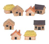 SEWACC 8 Piezas Casa Rústica Miniatura Techo de Paja, Estilo Granja | Acabado Resistente Decoloración, Fácil de Colocar, para Bonsáis, Terrarios y Proyectos de Manualidades