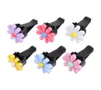 SEWACC Adorno aromático para coche con clip de ventilación de flores de resina, pack de 6, ambientador para viaje, ideal para chicas y uso diario en automóvil