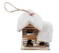 SEWACC Adorno Navideño de Madera Pequeño Luces LED Cálidas Casita Rústica para Decoración de Mesa Escena de Pueblo con Nieve Decoración Invernal para Hogar y Oficina