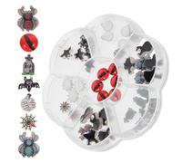 SEWACC Adornos para Uñas de Halloween de Resina Caja 7 Diseños Espeluznantes Fantasma Araña Murciélago Pequeño Demonio Accesorios DIY para Manicura Festiva Decoración Creativa