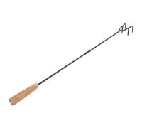 SEWACC Atizador de Hoguera de Dos Secciones Gancho, Hierro y Madera | Diseño de Mango Antideslizante, para Voltear Carbón y Colgar, Herramienta para Chimenea Exterior y Estufa