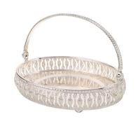 SEWACC Bandeja Decorativa Ovalada de Metal Plateado con Asa Frutero Rústico para Servir Aperitivos y Postres Cuenco Vintage para Fiestas Bodas y Reuniones Soporte Elegante para Fruta