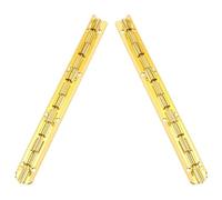 SEWACC Bisagras de Piano de Hierro Dorado para Caja de Madera, 2 Piezas Acabado Chapado, Esquinas Redondeadas y Apertura de 90 Grados para Joyeros