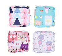 SEWACC Bolsa Diseño y Elegante de Algodón para Toallas Sanitarias para Evitar Vergüenza Cremallera Firme, 4 Piezas Portátil Color Aleatorio para Niñas Escuela y Oficina