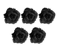 SEWACC Broche de Rosa Funerario y Pinza Pelo Forma de Flor Artificial Negra, 5 Piezas, Tamaño Mediano, Accesorio para Ceremonia Funeraria y Decoración de Cabello