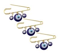 SEWACC Broche de Solapa Colgante de Ojo Turco Azul, Esmalte Dorado, 3 Piezas, Accesorio para Mujer, Obsequio para Fiesta y Evento, Broche Decorativo para Suéter y Bufanda