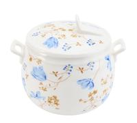 SEWACC Cacerola de Cerámica para Estofado con Tapa Diseño de Orquídea y Patrón Dorado Resistente al Calor Colores Surtidos Adecuado para Cocina y Guisos en Hogar