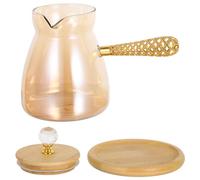 SEWACC Cafetera Turca de Vidrio con Mango Lateral Ergonómico Calentador de Leche y Tetera Vintage para Infusión de Té Suelto Hervidor de Agua y Mantequilla