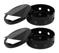 SEWACC Caja Ahumadora de Barbacoa Esmaltada Negra 8 CM para Astillas de Madera 2 Piezas Bandeja para Ahumar Carne Compatible Parrillas de Carbón y Pellets Suministros para Ahumadores