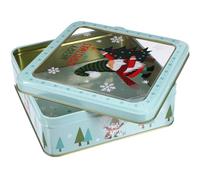 SEWACC Caja De Almacenamiento Navideña De Hojalata Para Dulces y Galletas Portátil y Multiusos Fácil De Abrir Para Fiestas y Diseño De Papá Noel y Árbol Para Festivas