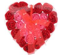 SEWACC Caja de Obsequio 24 Flores de Jabón Artificiales Rojo y Rosa Decoraciones Delicadas DIY para Baño y Hogar Ramo Perfumado Adecuado para Regalos Día de San Valentín y Día Madre
