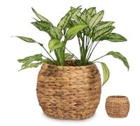 SEWACC Cesta Tejida de Almacenamiento de Hyacinth y Hierro para Baño y Organización Cosmética Estilo Farmhouse Chic