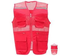 SEWACC Chaleco Reflectante de Seguridad Material de Nylon y Malla Transpirable con Bolsillos Rojo para Trabajo Adecuado para Ciclistas Nocturnos y Trabajadores de Almacén