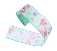 SEWACC Cinta de Flores de Primavera para Manualidades Cinta Verde de 6,3 Cm de Ancho y 5 Yardas Diseño de Pájaros y Flores Adecuado para Decoración de Regalos y Arreglos del Día Madre