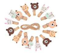 SEWACC Clips para Fotos Animales de Madera 40 Piezas Tamaño Pequeño Decoración Pared Portafotos Manualidades Hogar Cumpleaños Bodas