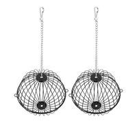 SEWACC Comedero Colgante para Colibríes y Roedores 2 Piezas, Cesta de Acero Inoxidable para Heno y Seda de Anidación, Dispensador Bola de Grasa Negro 33 Cm para Jardín Exterior