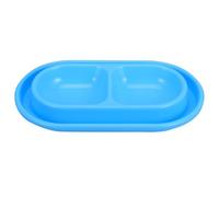 SEWACC Comedero Doble para Gatos y Perros Pequeño con Diseño Antihormigas y Trincheras Anchas Cuencos Poco Profundos para Alimentación Interior y Exterior Color Azul