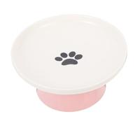 SEWACC Comedero para Gatos Elevado De Cerámica Rosa Huellas y Diseño Ergonómico, Cuenco Estable De 500 Ml para Alimentación Diaria En Interiores, Adecuado para Gatitos y Gatos Adultos