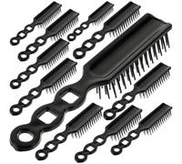 SEWACC Conjunto de 24 Peines de Peluquería de Plástico Negro Portátiles que Previenen Enredos para Masaje y Peinado Práctico en Cabello a Granel