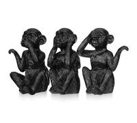 SEWACC Conjunto de 3 Figuras de Mono de Resina Negra para Decoración de Escritorio Estatuas Artesanales de Animales Pequeñas para Sala Oficina y Hogar