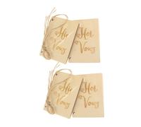 SEWACC Cuaderno de Votos Matrimoniales de Madera Papel Kraft Artesanal, 2 Juegos (4 Piezas) Cordel de Yute, Libro Rústico para Boda, Decoración y Recuerdo del Gran Día