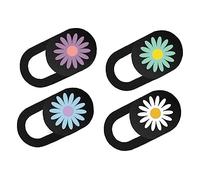 SEWACC Cubierta De Lente para Portátil Diseño Margaritas, Set 4 Piezas, Protección Privacidad Ultrafina para Cámara Web, Adhesiva, Adecuado para Ordenadores y Tabletas, Color Multicolor