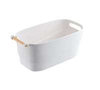 SEWACC Cuenco para Remojo de Manicura y Cuidado de Manos Estilo Japonés, Tazón Plástico Pp de Color Claro Reposamanos de Madera, Recipiente para Salón de Uñas y Arte de Uñas, Herramienta