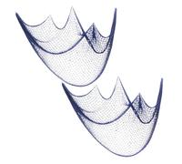 SEWACC Decoración de Pared Redes de Pesca Náuticas 2 Piezas 1X2M Azul para Decoración Playera Temática Costera y Fiestas Marinas Arte Mural Flexible y Resistente