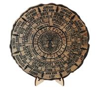 SEWACC Decoraciones de Madera Wicca Calendario Calendario de altar Vintage Hecho a Mano 2025 Decoración de Escritorio Wicca Rueda Árbol De La Vida Arte De Pared Pagano