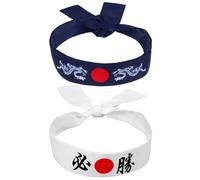 SEWACC Diadema de Bushido Japonesa 2 Piezas Bandana para Entrenamiento Deportivo y Uso Cotidiano Diseño Tradicional