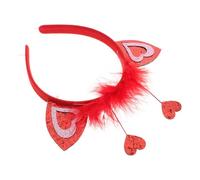 SEWACC Diadema de San Valentín Roja Corazones de Cupido y Plumas para Mujer y Niña Accesorio Ligero para Bodas Cumpleaños y Fiestas Románticas Diadema de Corazón para Disfraz y